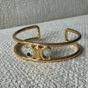 Gold Double Crescent Cuff Bracelet